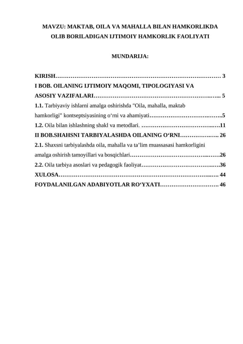 Oila, mahalla va maktab hamkorligi