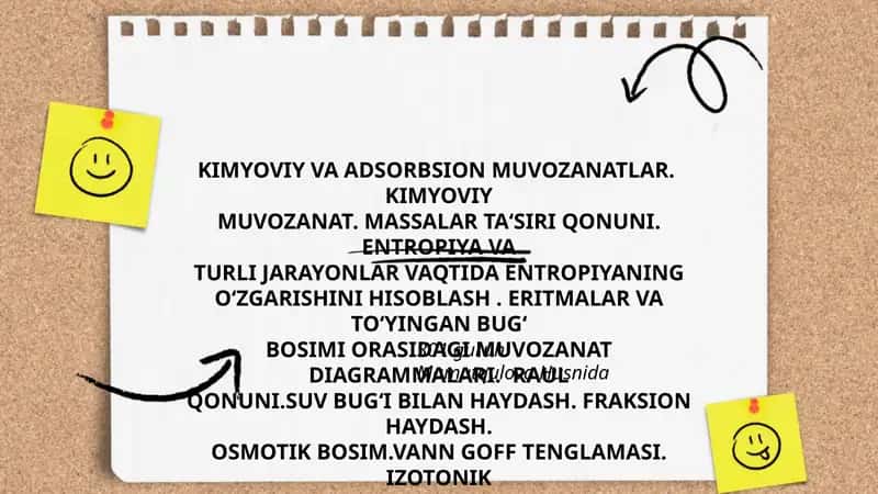 KIMYOVIY VA ADSORBSION MUVOZANATLAR