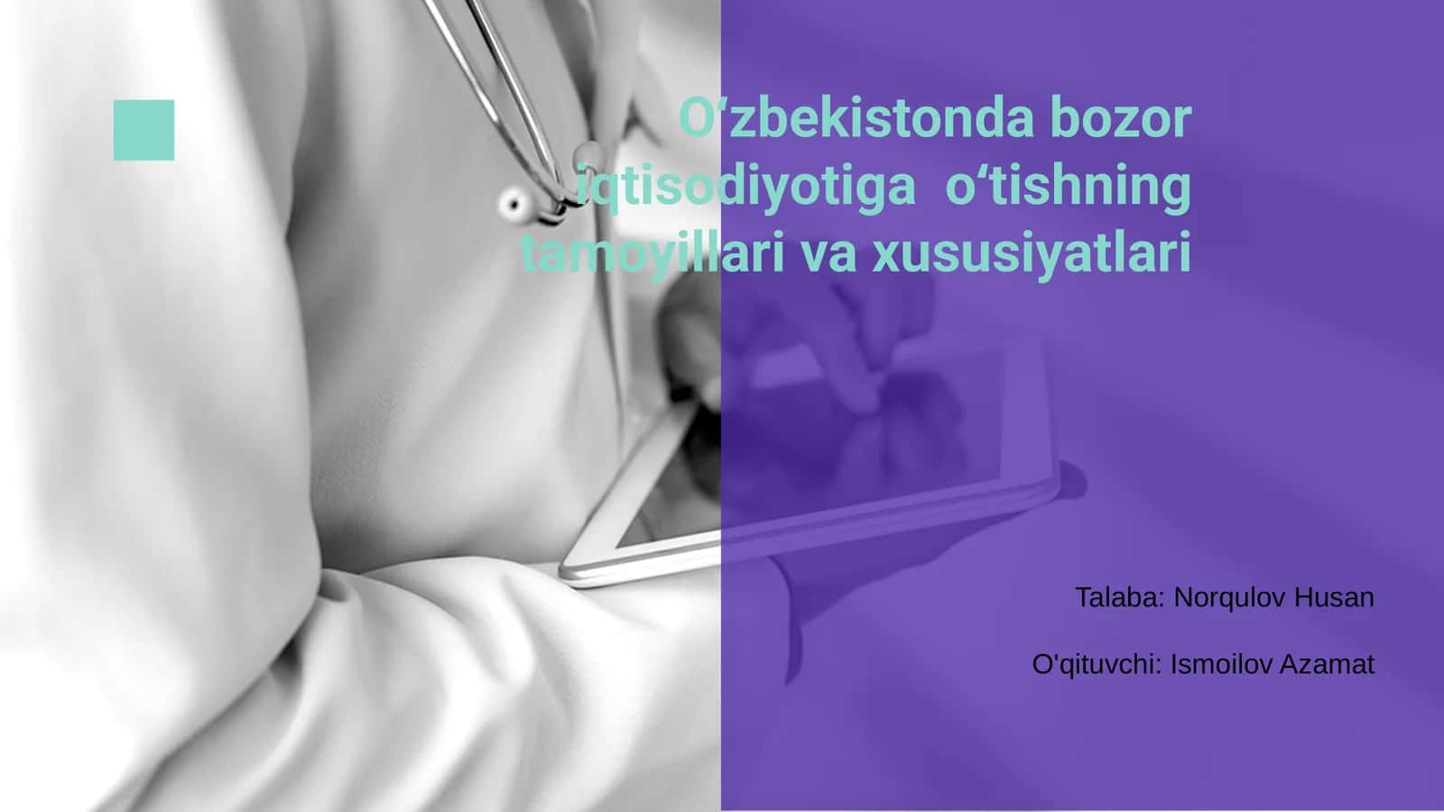 Oʻzbekistonda bozor iqtisodiyotiga oʻtishning tamoyillari va xususiyatlari