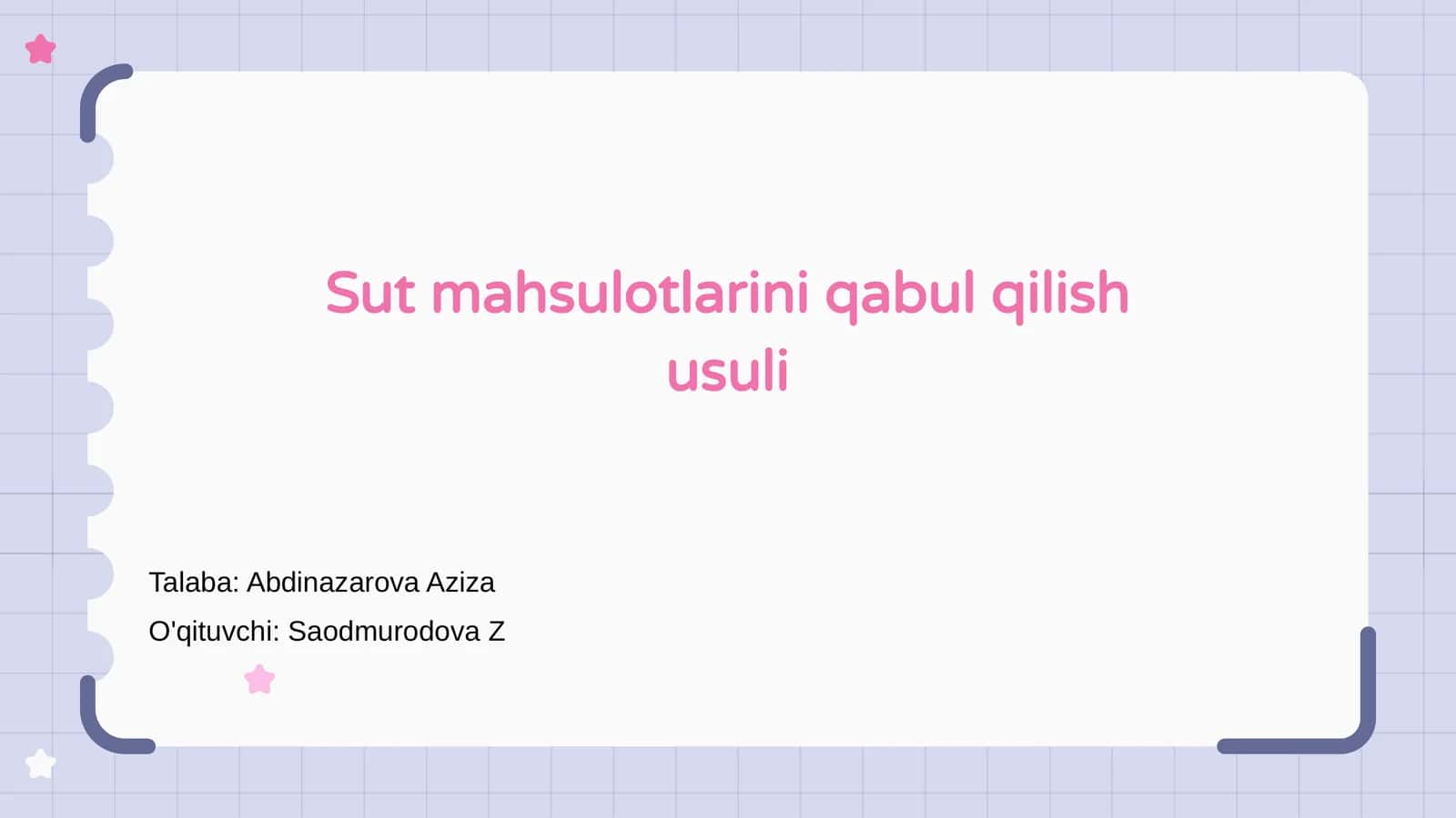 Sut mahsulotlarini qabul qilish usuli