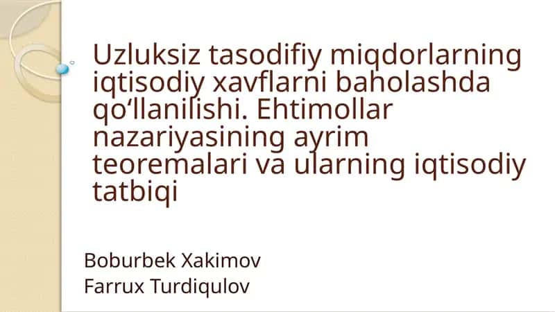 Uzluksiz tasodifiy miqdorlar