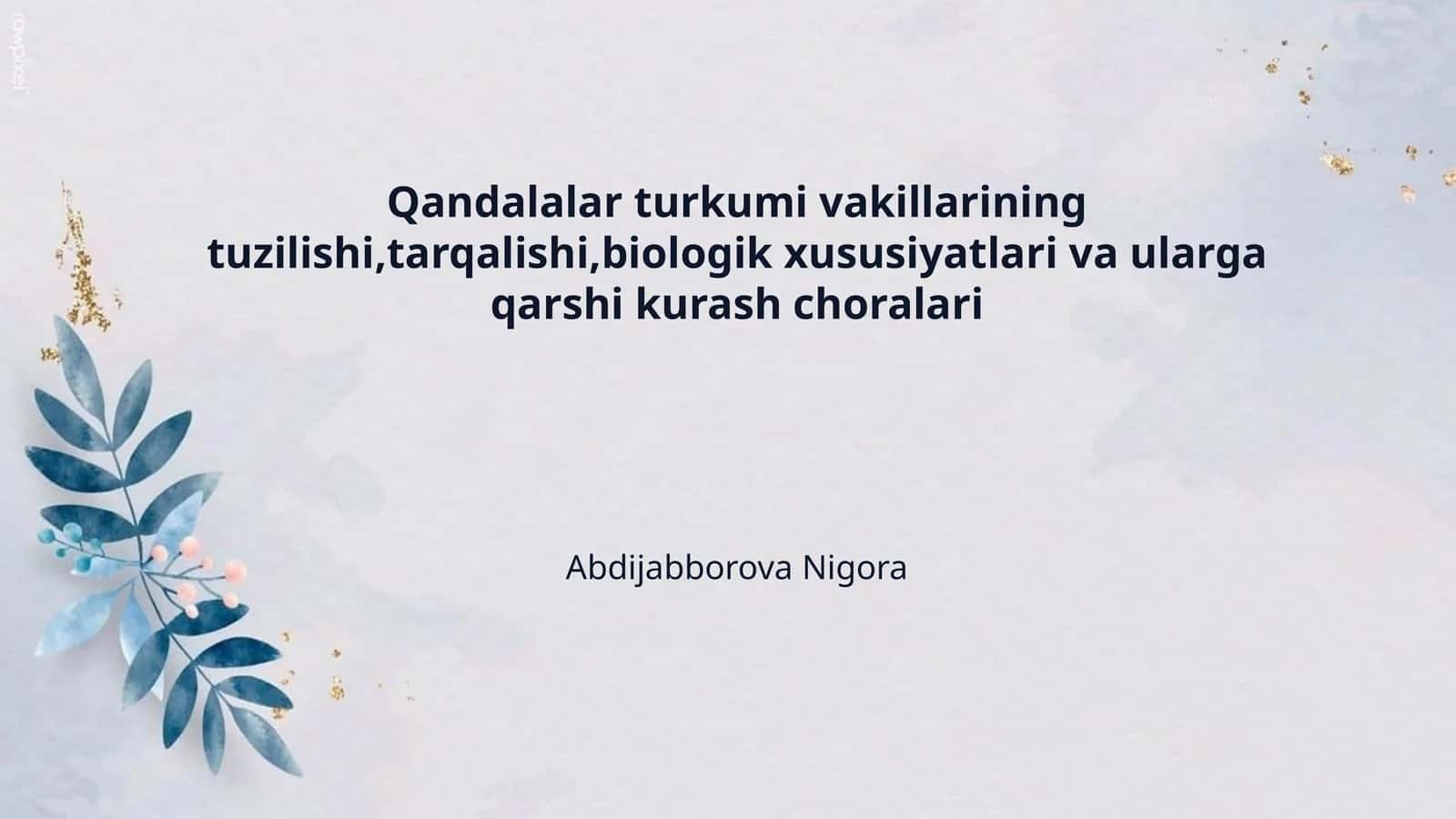 Qandalalar turkumi vakillarining tuzilishi,tarqalishi,biologik xususiyatlari va ularga qarshi kurash choralari