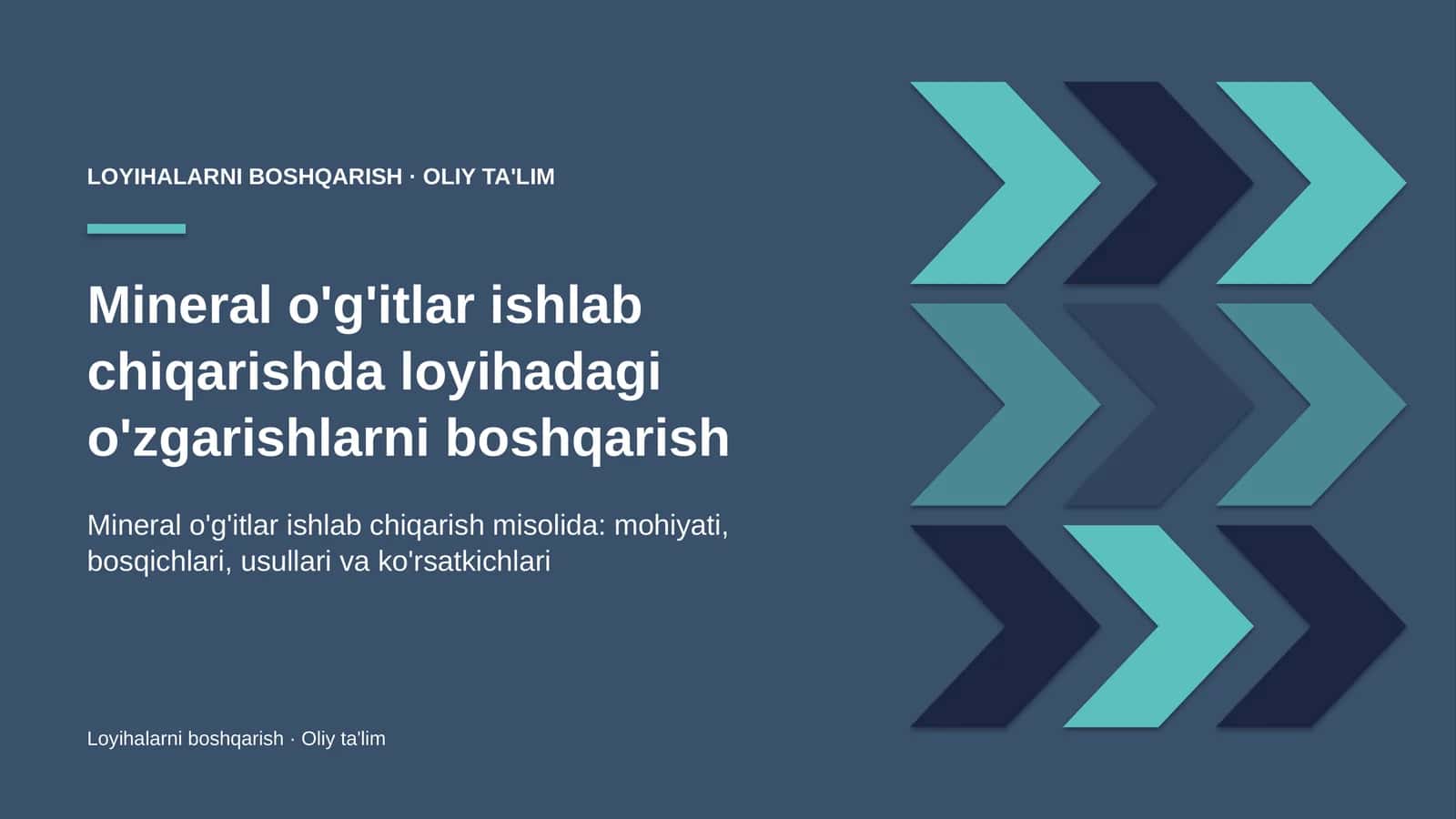 mineral o'g'itlar ishlab chiqarishda loyihadagi o'zgarishlarni boshqarish 2118