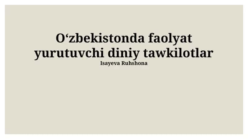 Oʻzbekistonda faoliyat yurutuvchi diniy tawkilotlar