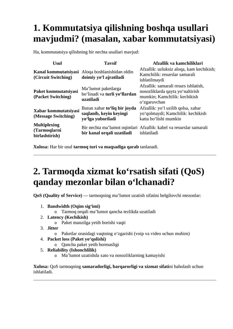 Kommutatsiya qilishning boshqa usullari