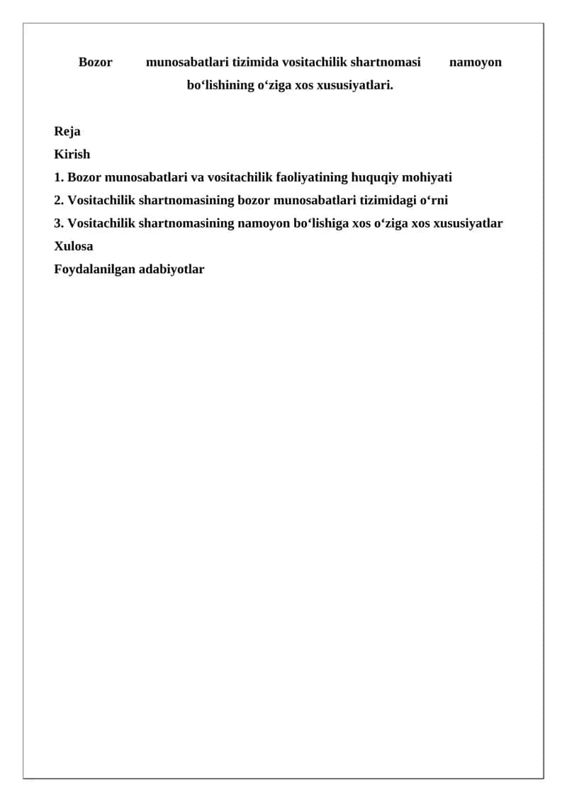 Vositachilik shartnomasi