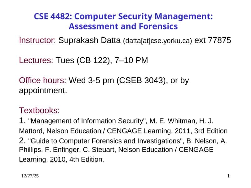 Management of Information Security