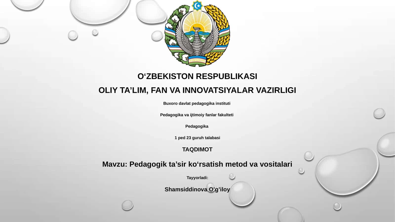 Pedagogik ta’sir ko‘rsatish metod va vositalari