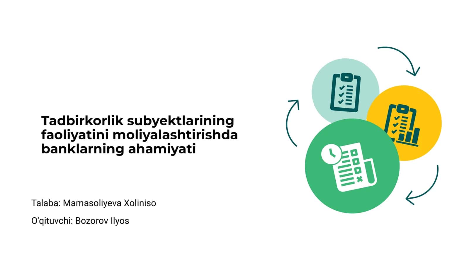 Tadbirkorlik subyektlarining faoliyatini moliyalashtirishda banklarning ahamiyati