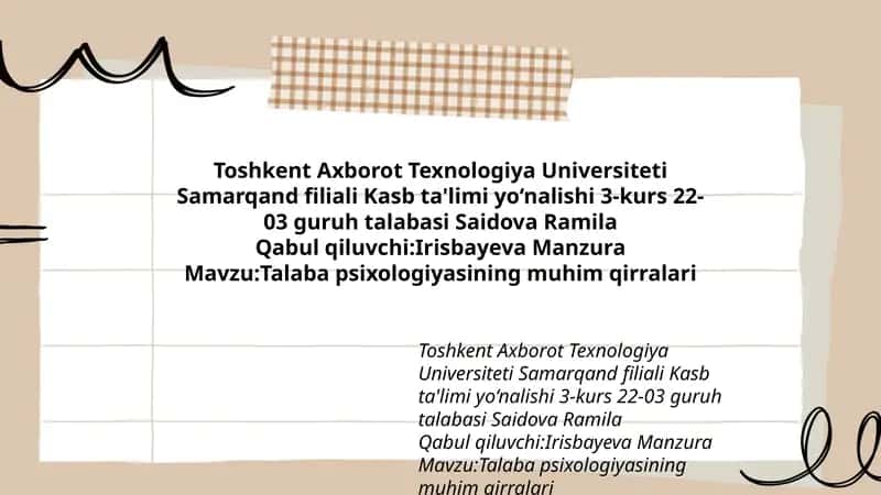 Talaba psixologiyasining muhim qirralari