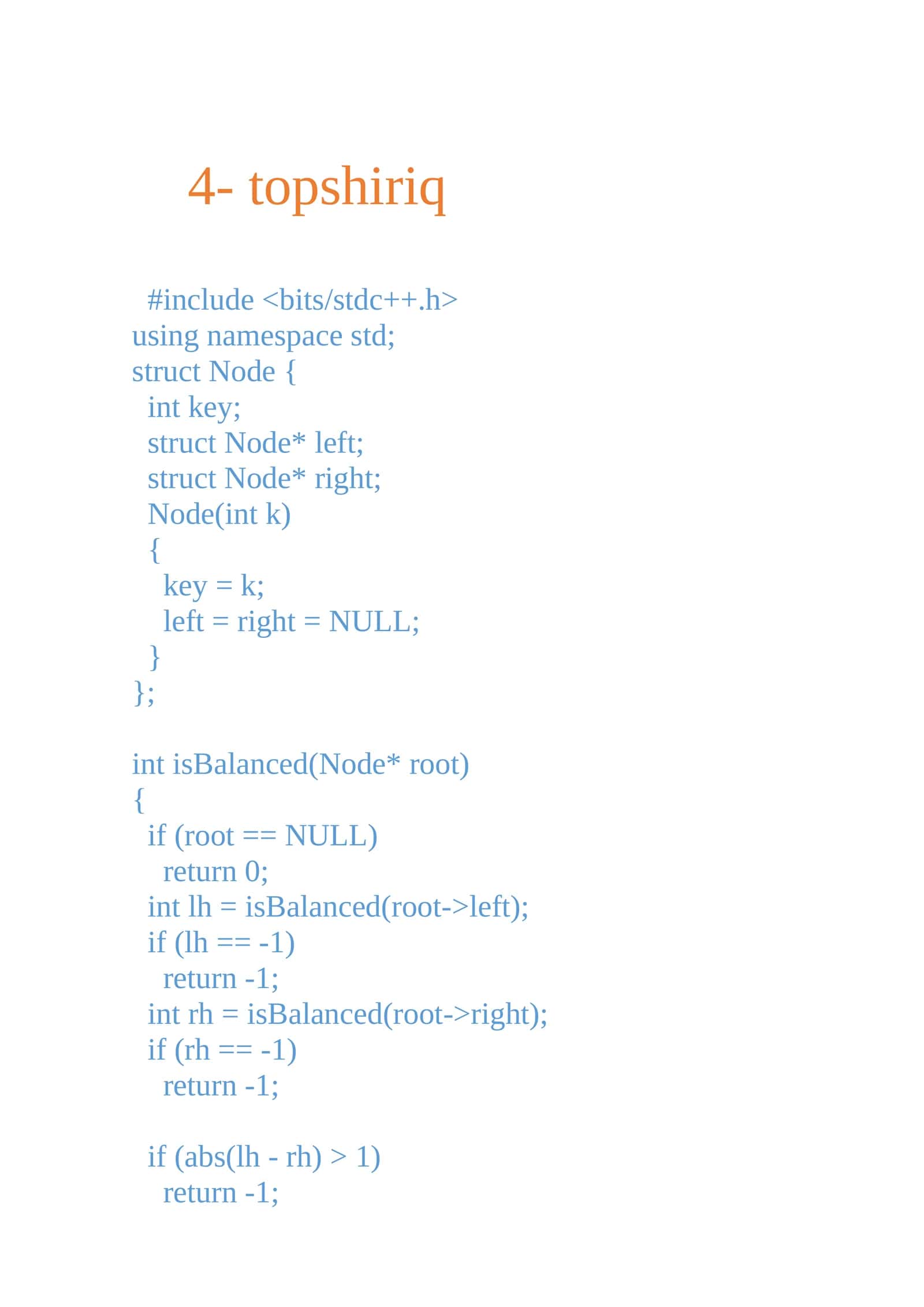 A program to check if a binary tree is balanced or not