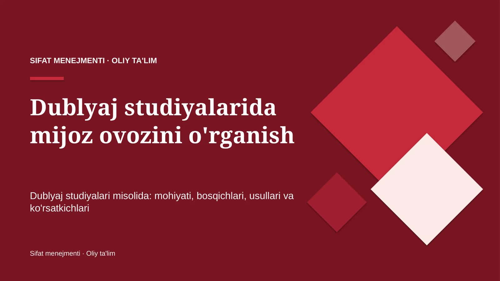 Sifat menejmenti · Oliy ta'lim