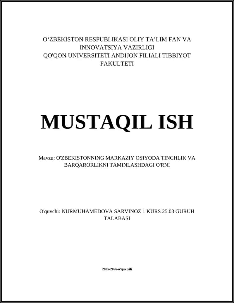 Oʻzbekistonning mintaqaviy tinchlik siyosati