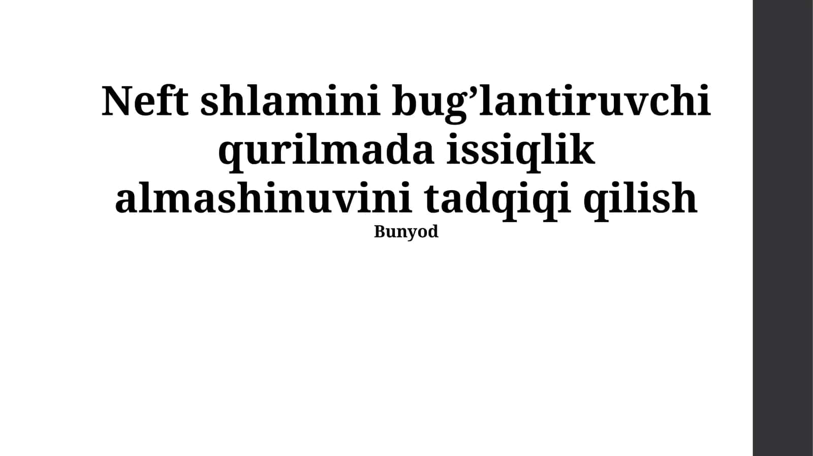 Neft quvurlarını bog'laydigan qurilmadagi issiqlik almashinuvi