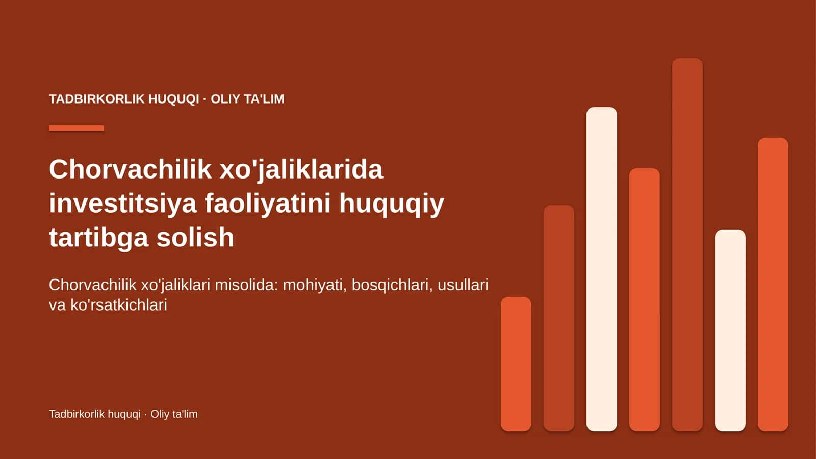 Chorvachilik xo'jaliklarida investitsiya faoliyatini huquqiy tartibga solish