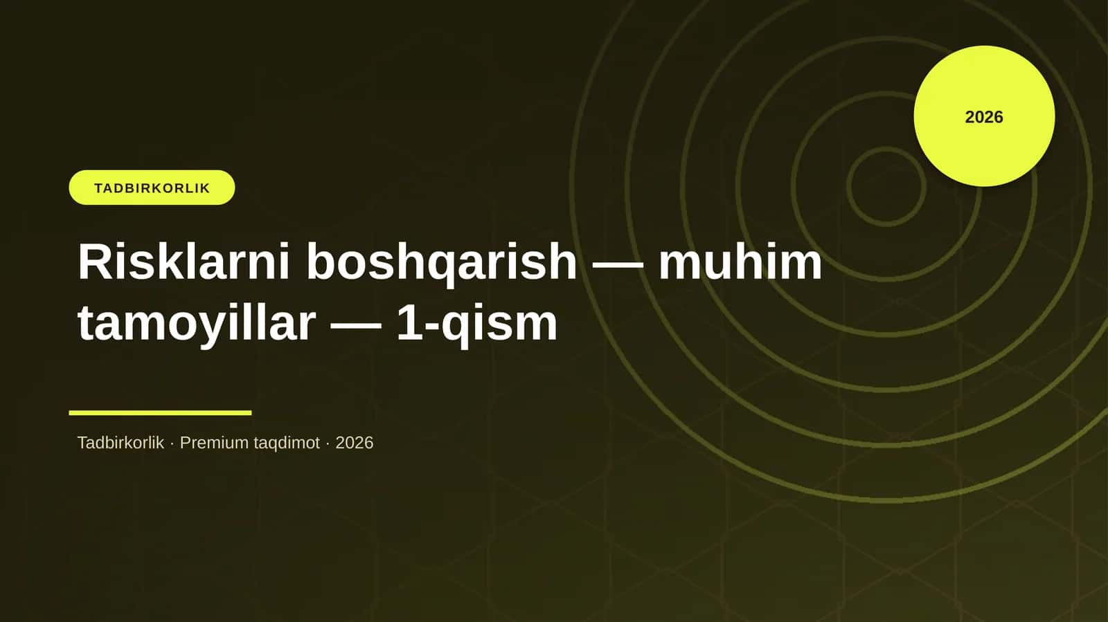 Risklarni boshqarish — muhim tamoyillar — 1-qism