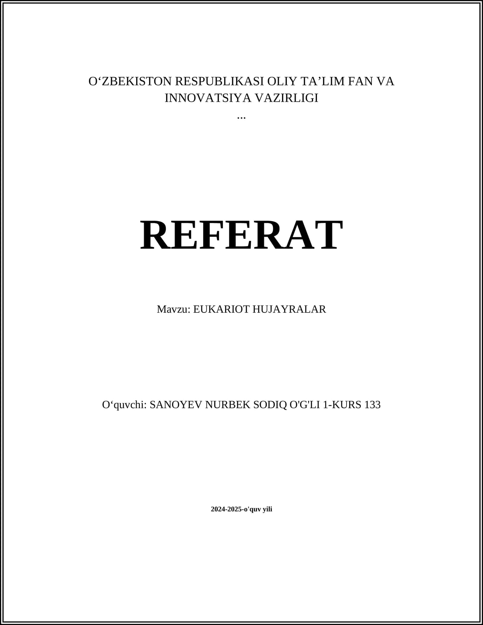 EUKARIOT HUJAYRALAR