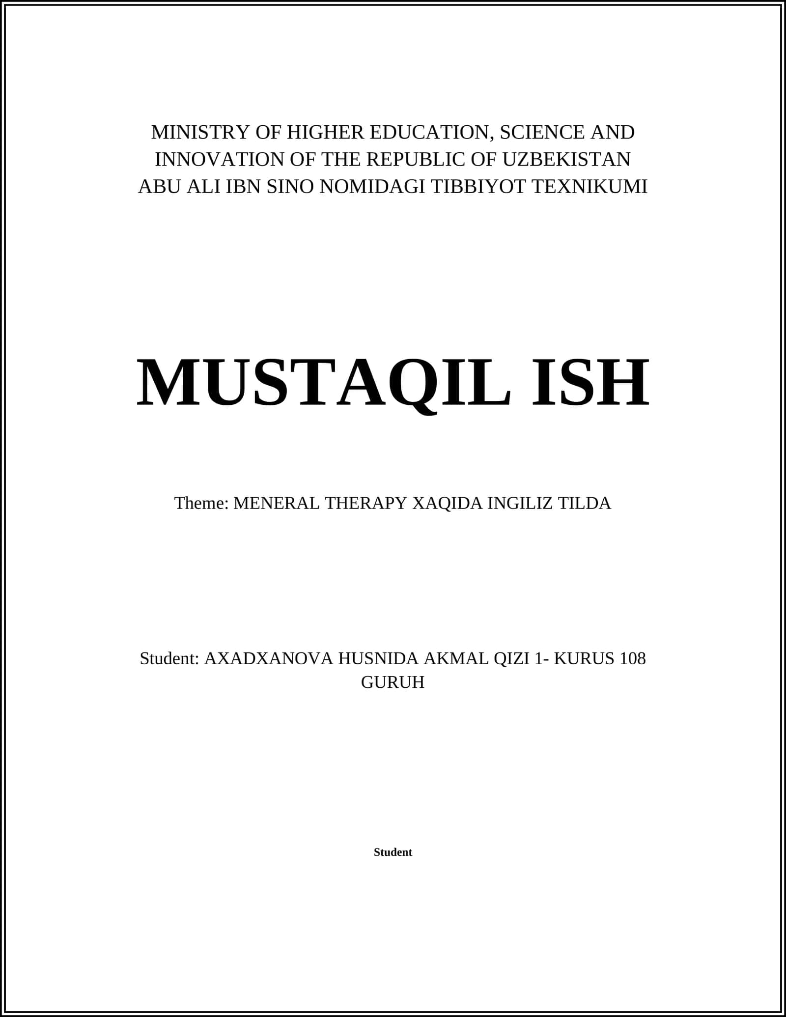 ABU ALI IBN SINO NOMIDAGI TIBBIYOT TEXNIKUMI