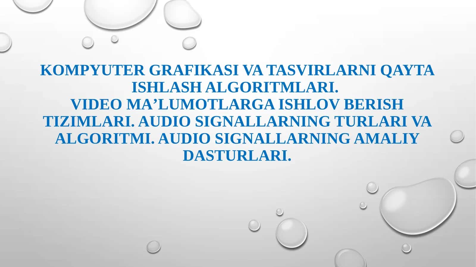 Audio signallarning turlari va algoritmi