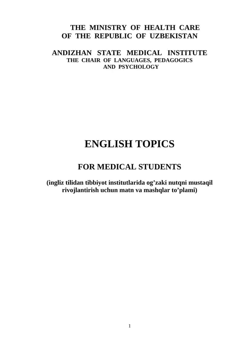 English Topics for Medical Students