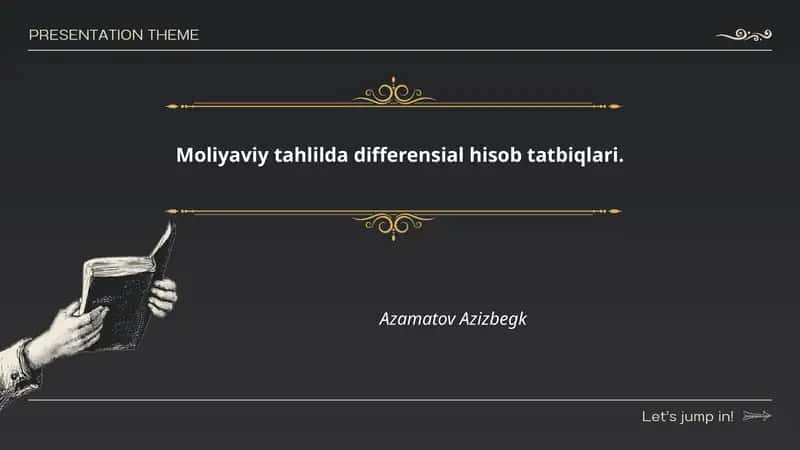 Moliyaviy tahlilda differensial hisob tatbiqlari