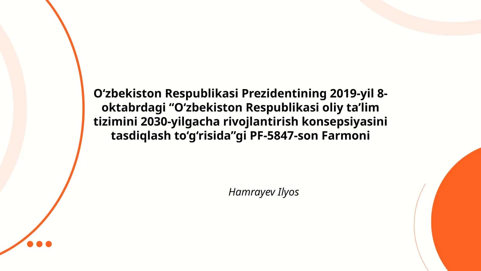 O‘zbekiston Respublikasi oliy ta’lim tizimini 2030-yilgacha rivojlantirish konsepsiyasi