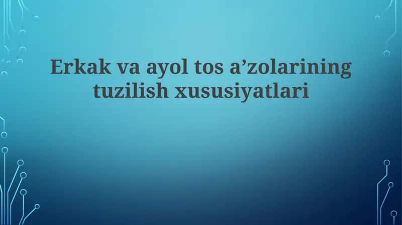 Erkakvaayoltosaʼzolariningtuzilishxususiyatlari