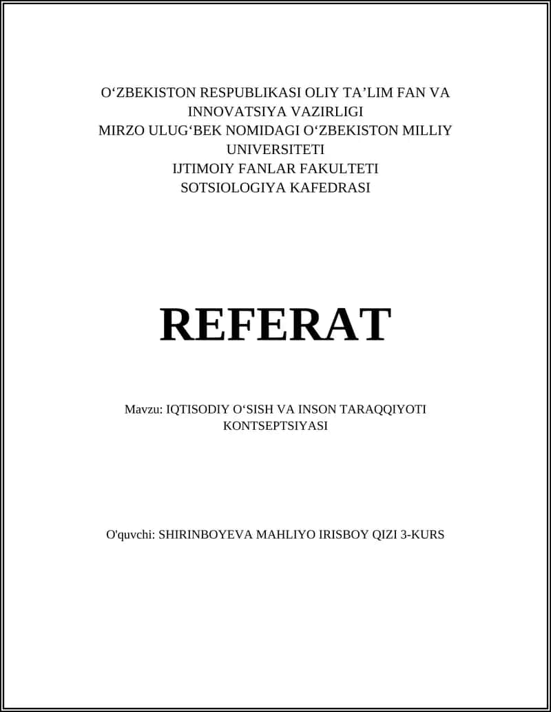 Iqtisodiy oʻsish va inson taraqqiyoti kontseptsiyasi