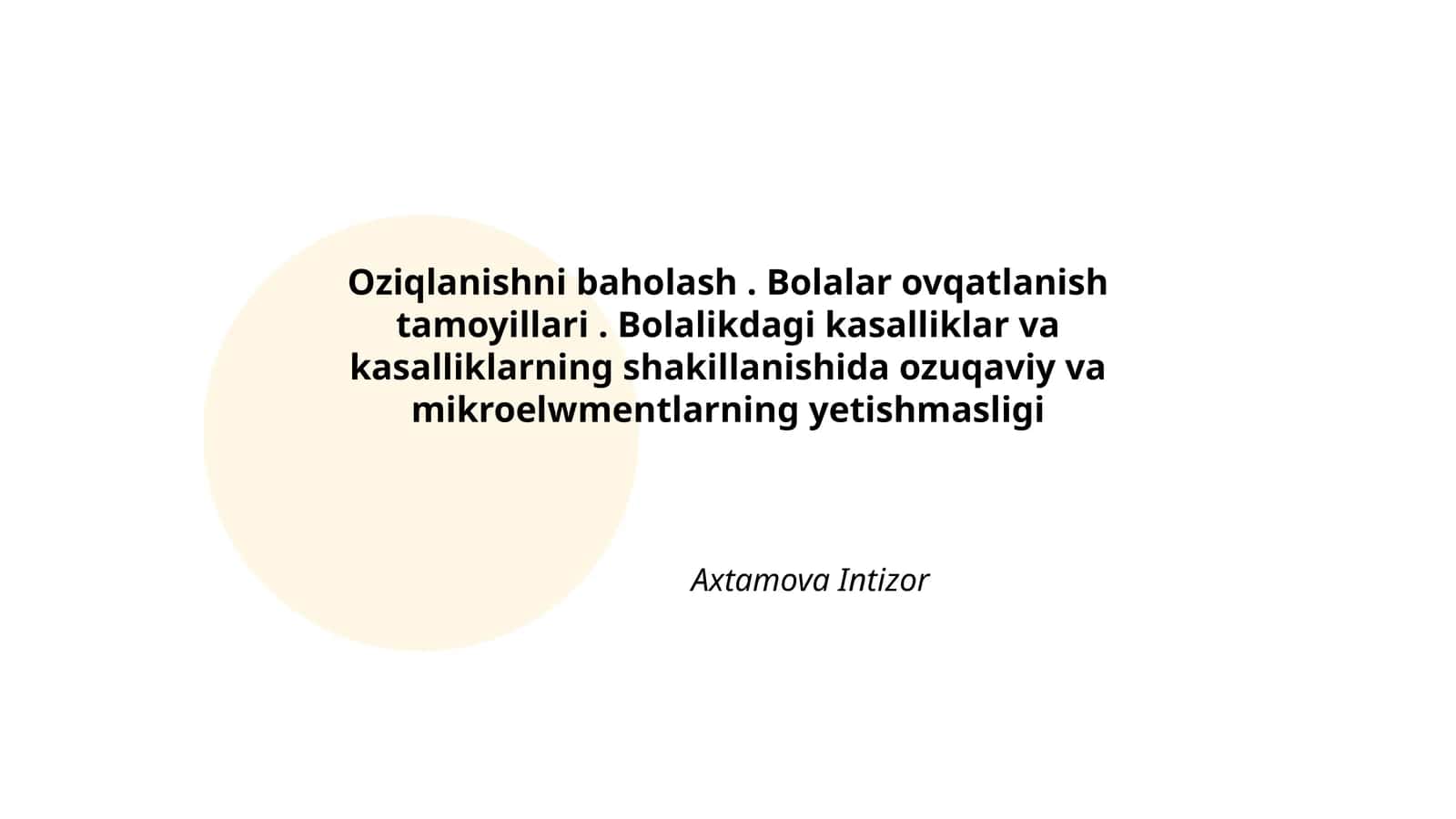 Bolalarda oziqlanish