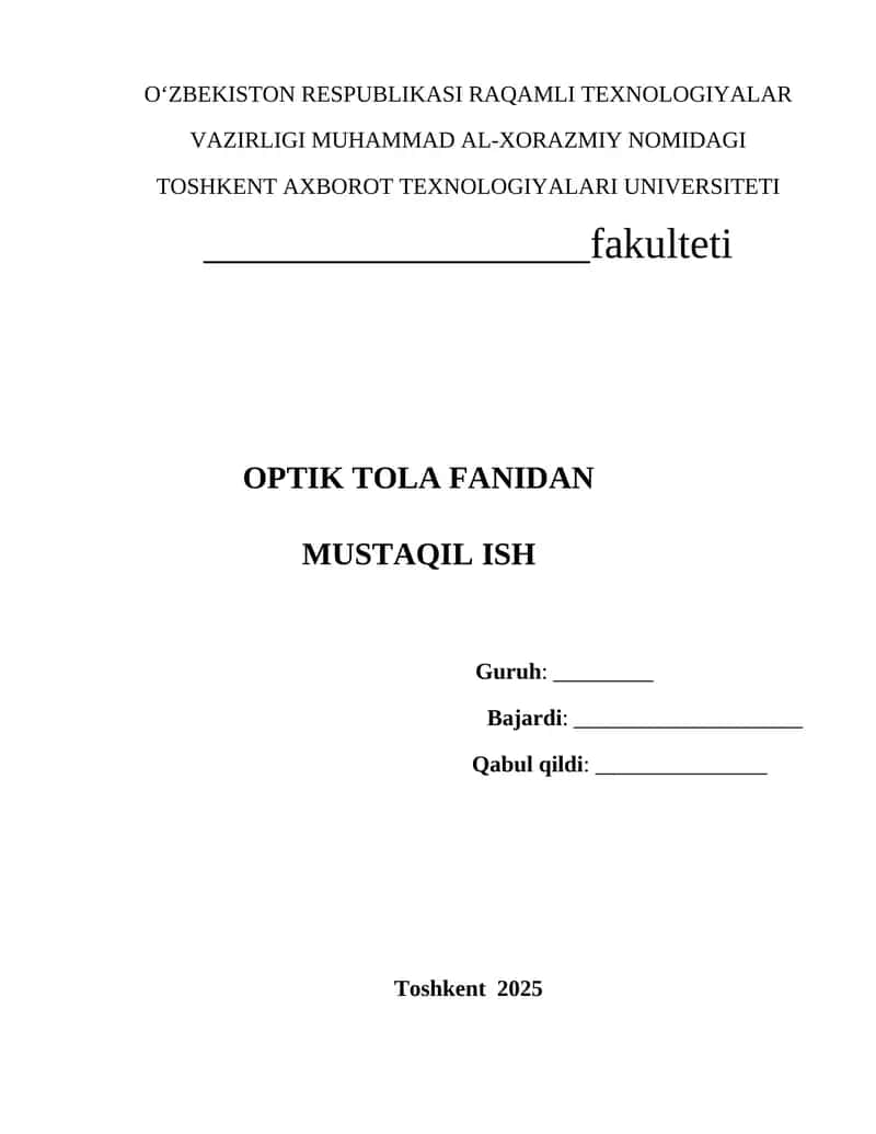 Globallashgan optik transport aloqa tarmoqlarining rivojlanishi, istiqbollari va ularga O’zbekiston