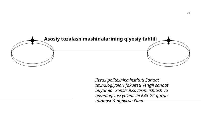 Asosiy tozalash mashinalarining qiyosiy tahlili