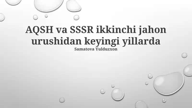 Ikkinchi Jahon Urushidan Keyingi AQSh va SSSRning Gʻalabasi