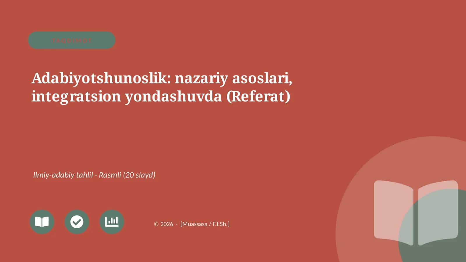Adabiyotshunoslik: nazariy asoslari, integratsion yondashuvda (Referat)