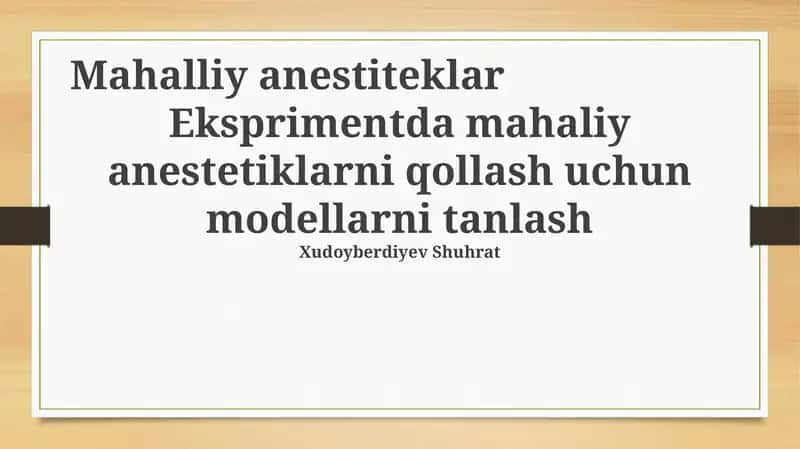 Mahalliy anestiteklar