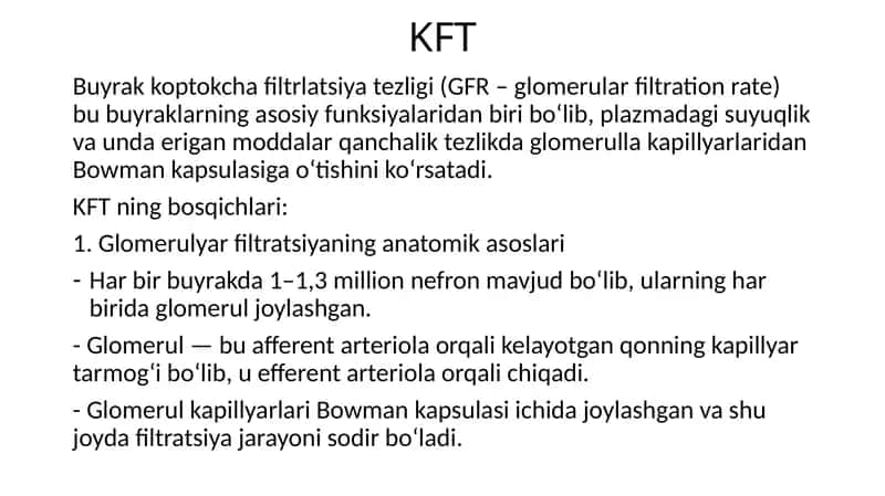 Koptokcha filtratsiya tezligi