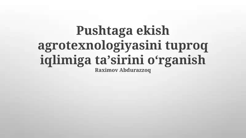 Pushtaga Agrotexnologiyalari