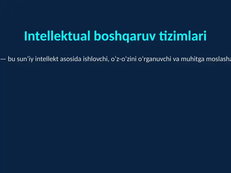 Intellektual boshqaruv tizimlari