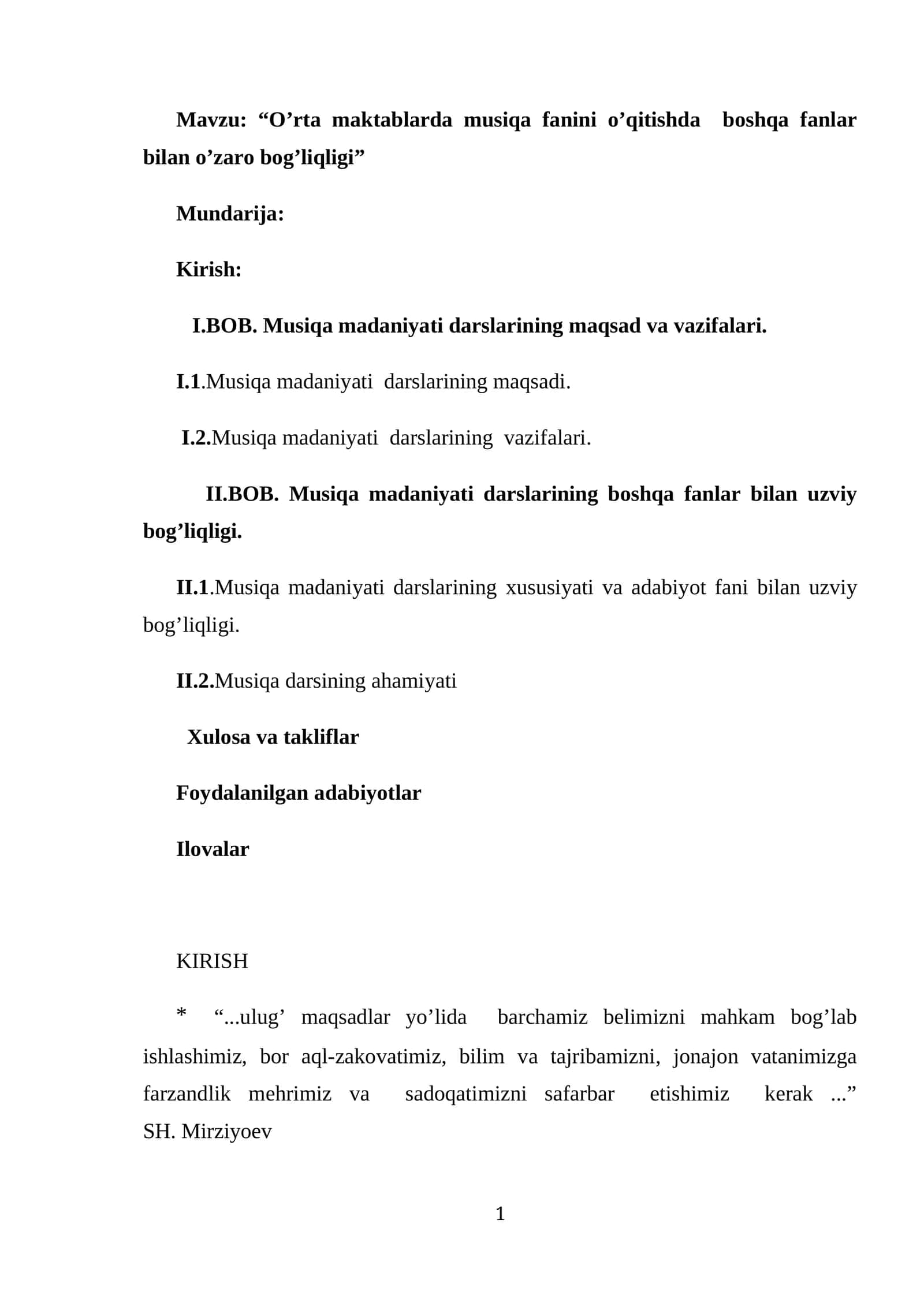 “O’rta maktablarda musiqa fanini o’qitishda boshqa fanlar bilan o’zaro bog’liqligi”