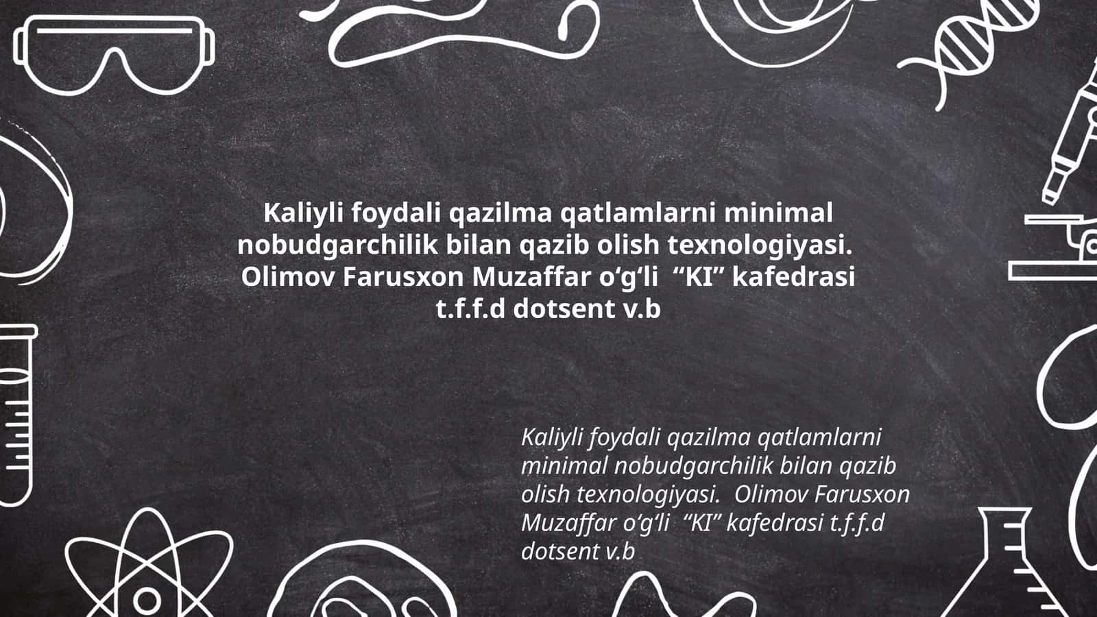 Kaliyli foydali qazilma qatlamlarni minimal nobudgarchilik bilan qazib olish texnologiyasi