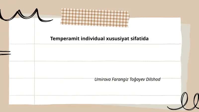 Temperamentning ta'rifi va mohiyati