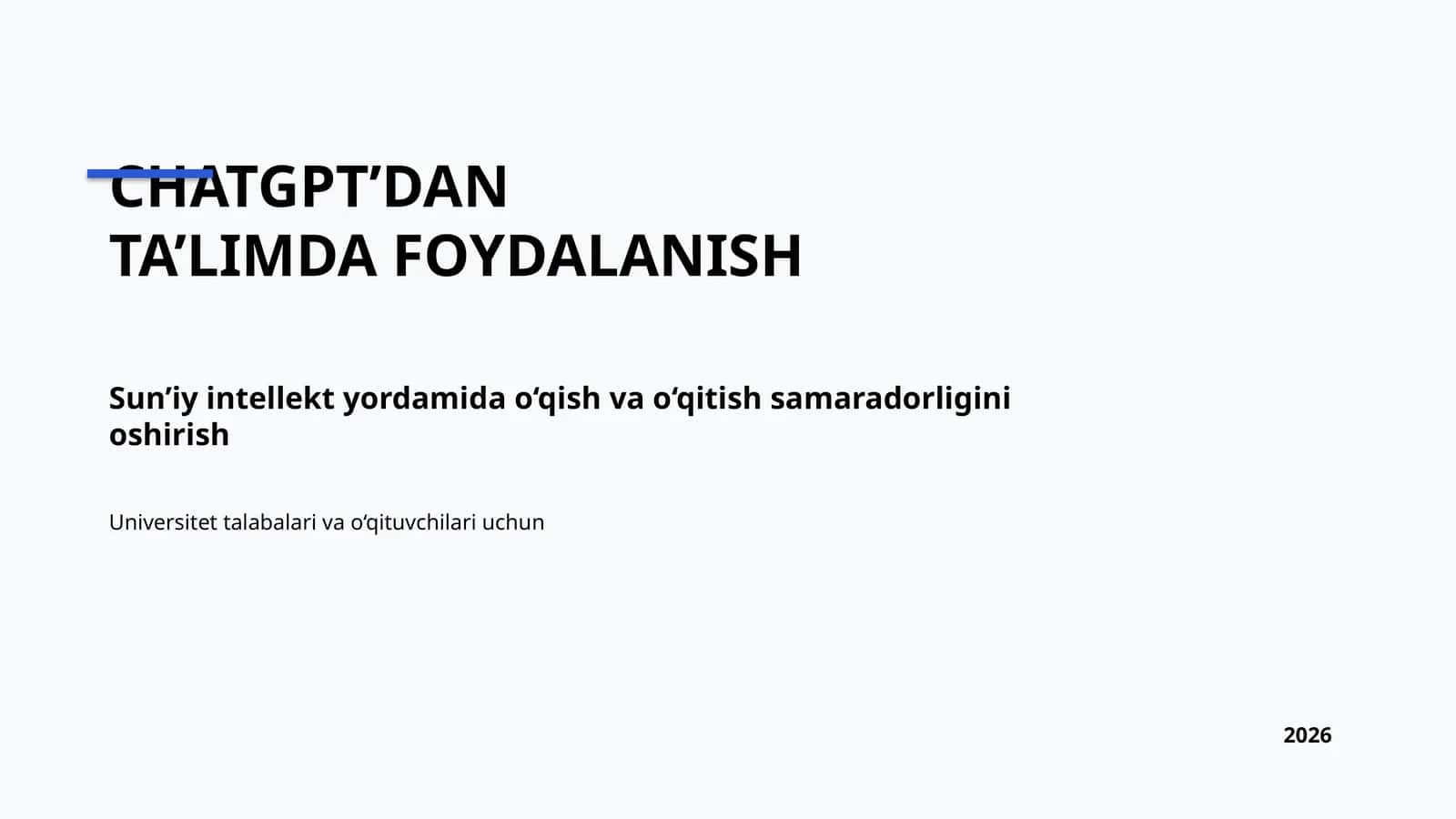 CHATGPT’DAN TA’LIMDA FOYDALANISH