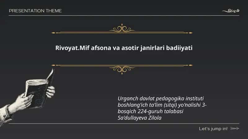 Rivoyat.Mif afsona va asotir janirlari badiiyati