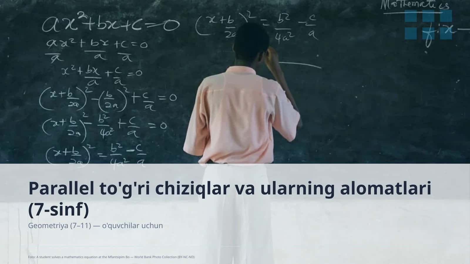 Parallel to'g'ri chiziqlar va ularning alomatlari (7-sinf)