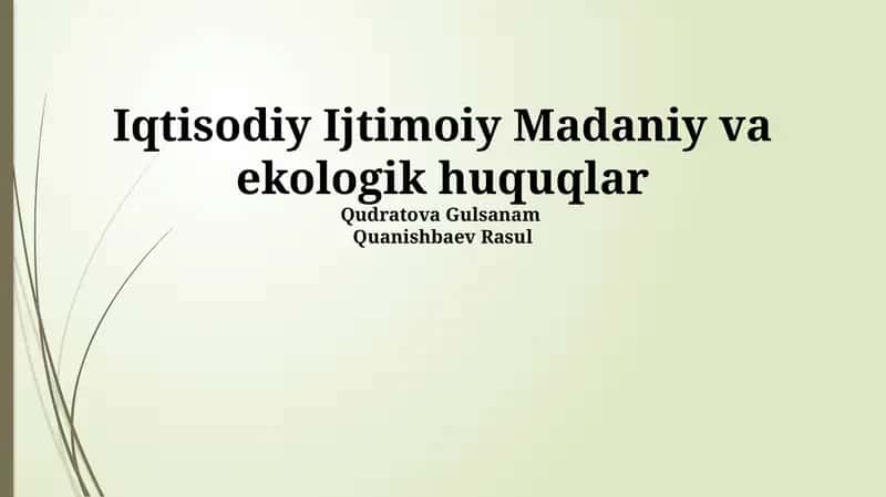 Iqtisodiy Ijtimoiy Madaniy va Ekologik Huquqlar