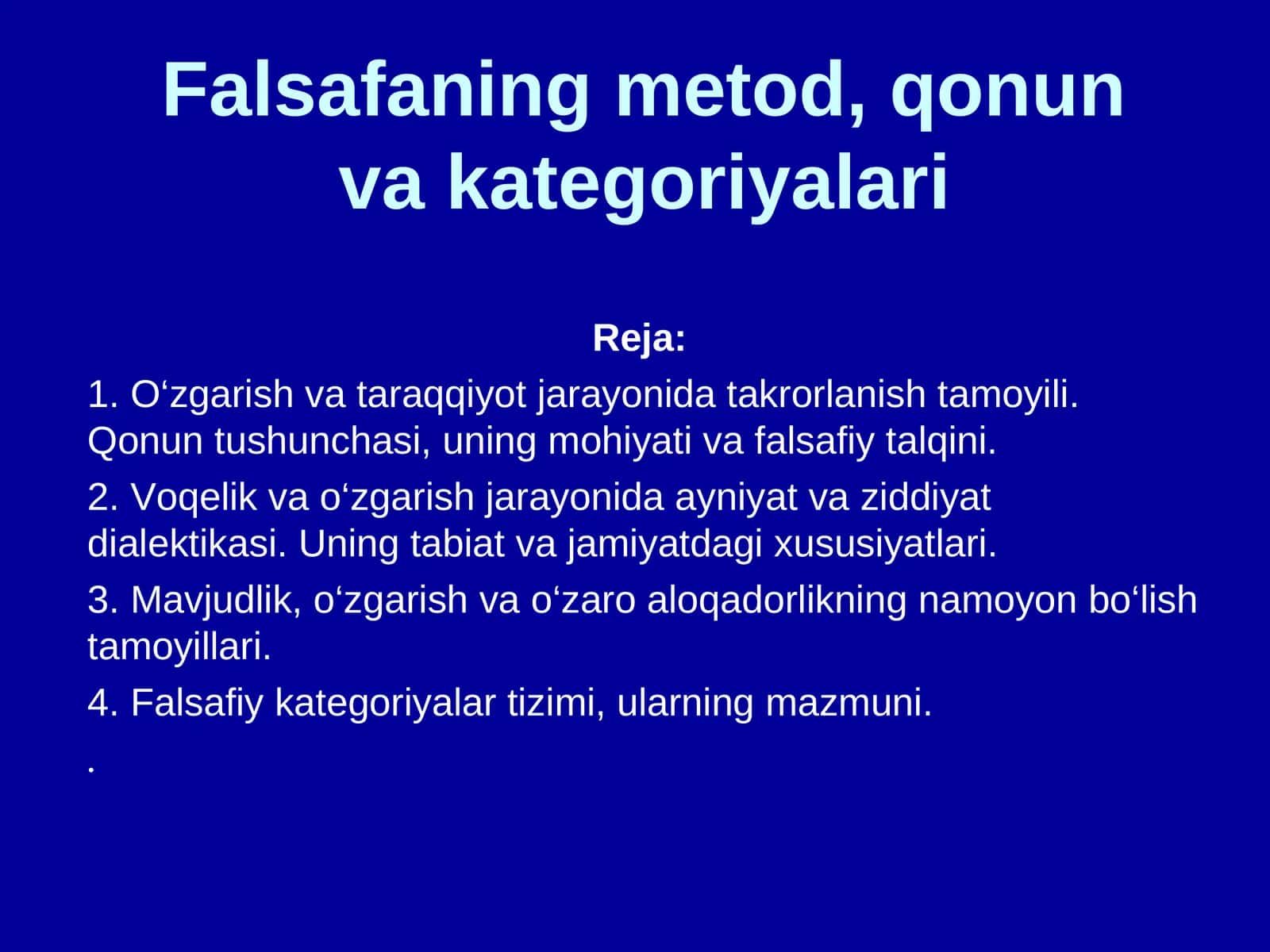Falsafaning metod, qonun va kategoriyalari