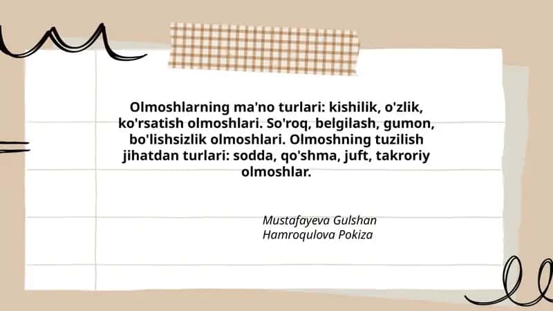 Olmoshlarning ma'no turlari
