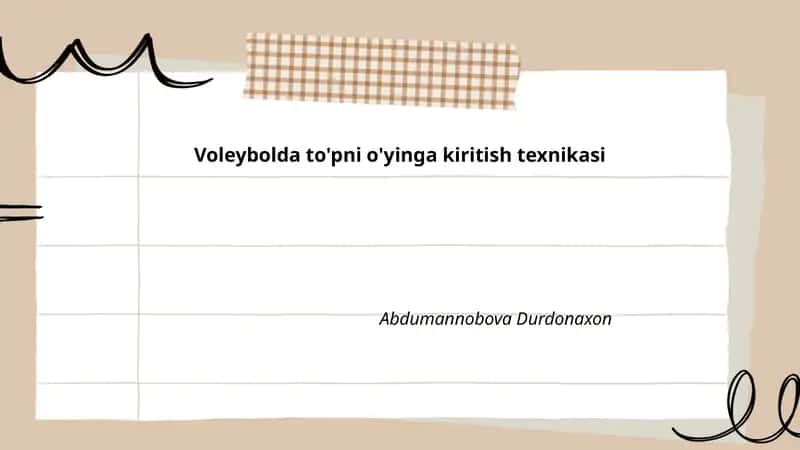 Voleybolda to'pni o'yinga kiritish texnikasi