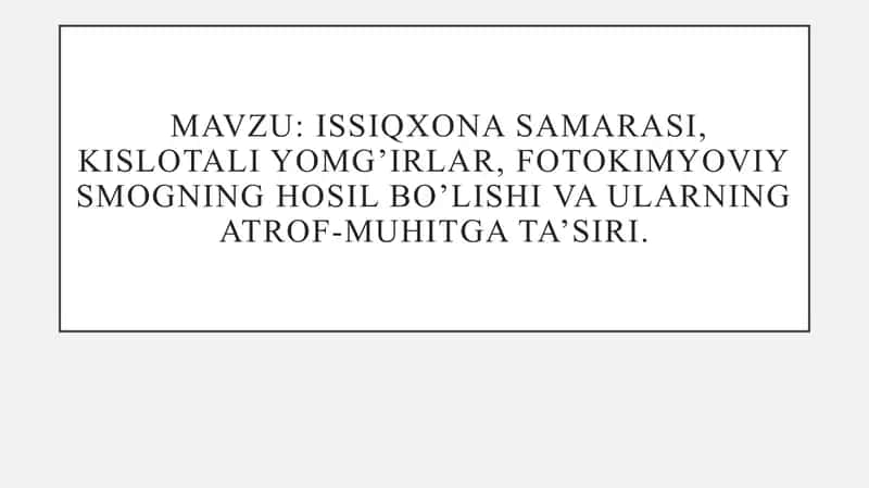 Issiqxona samarasi