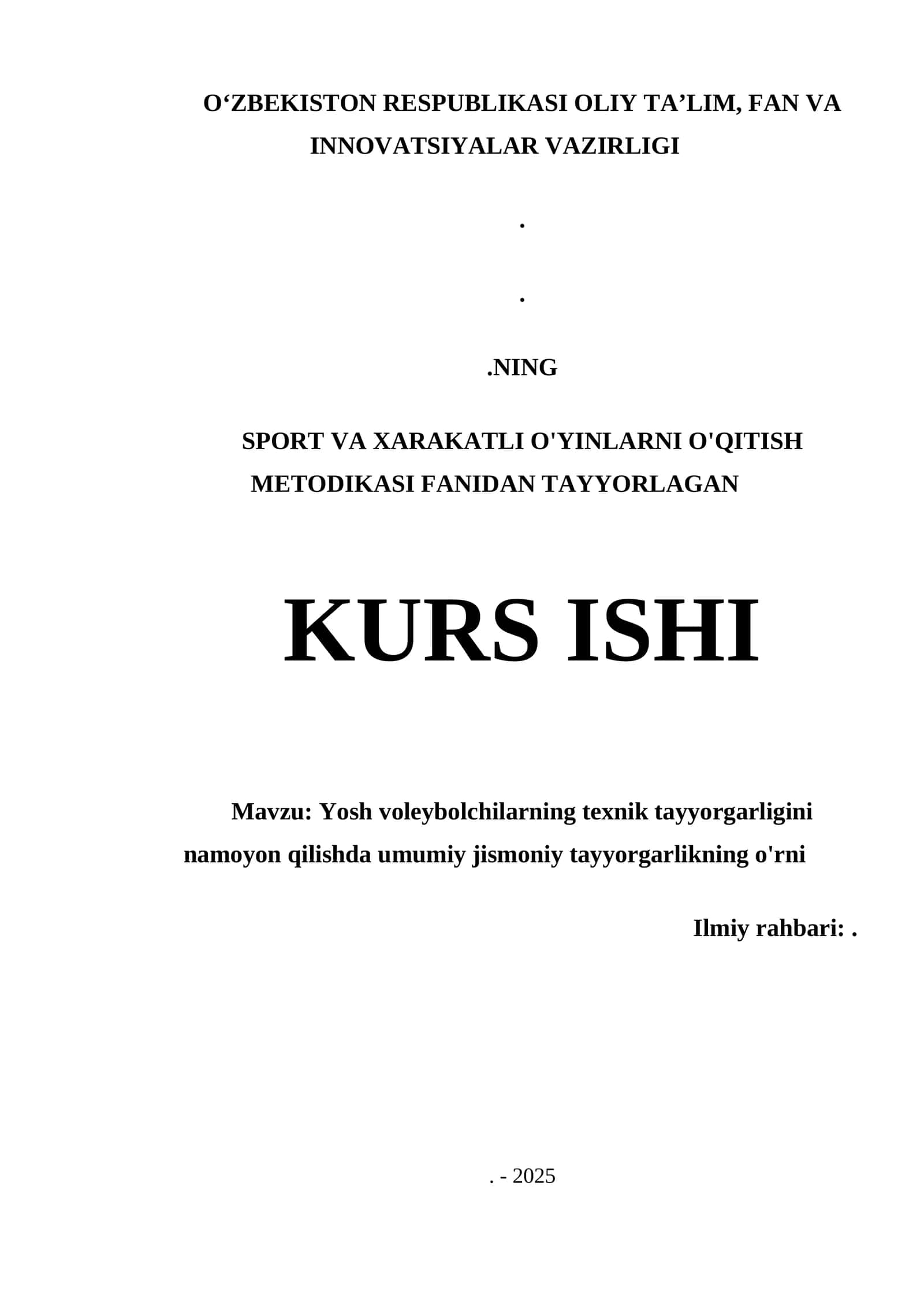 Yosh voleybolchilarning texnik tayyorgarligini namoyon qilishda umumiy jismoniy tayyorgarlikning o'rni