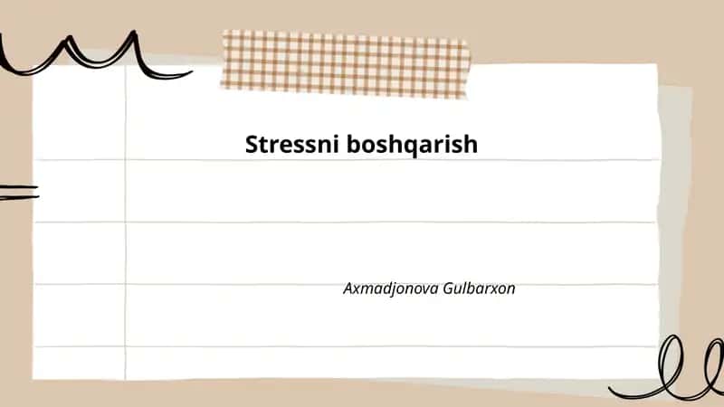 Stressni boshqarish